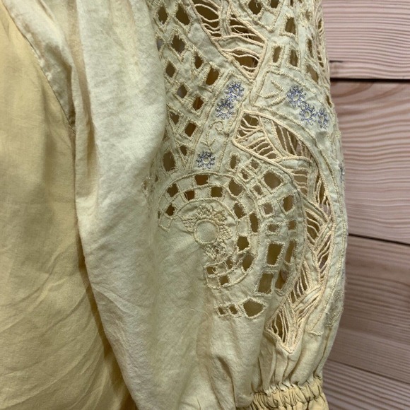 Sains Anthropologie Shirt XS Oversized Boho Peasant Lucerne Lace Beading B8 - Picture 3 of 10